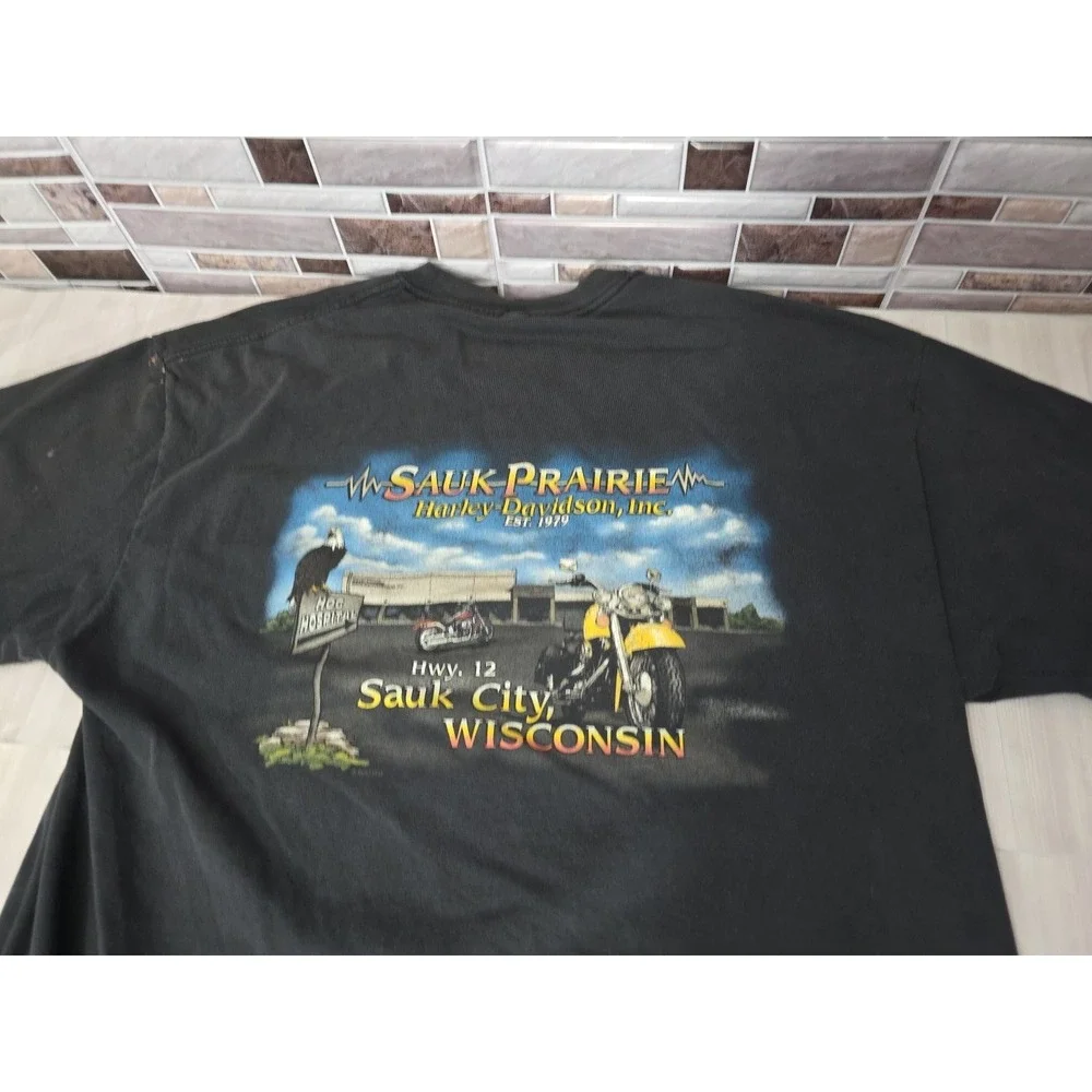 Vintage 2000 Harley Davidson Sauk Prairie WI HOG Hospital T-Shirt XL Free Spirit - Picture 12 of 16